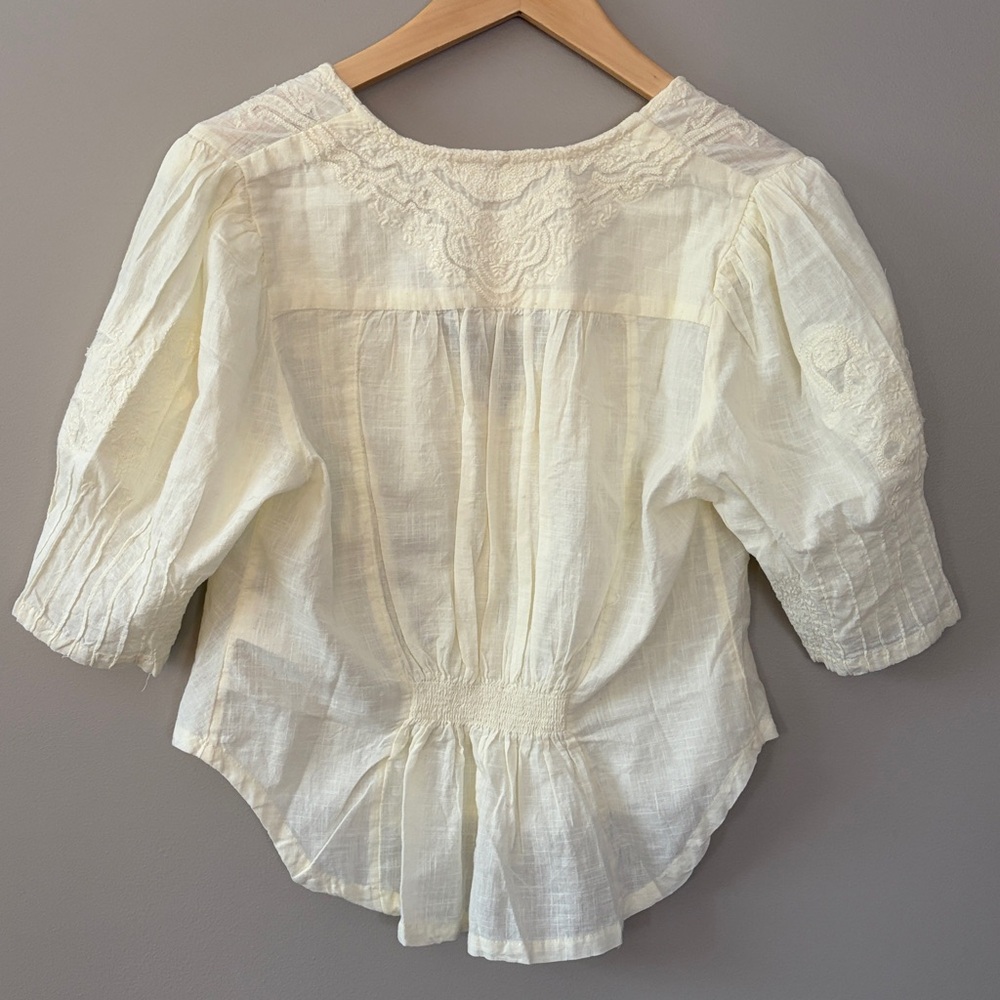 SOLD/NOT FOR SALE Free People Laurie Embroidered Blouse Boho Small Victorian - Picture 7 of 11